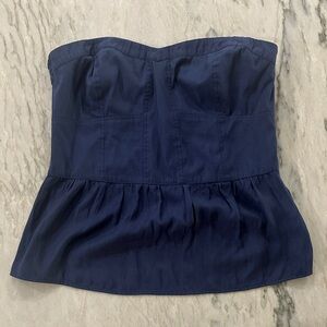 American Eagle Outfitters Navy Corset Bustier Peplum Tube Top